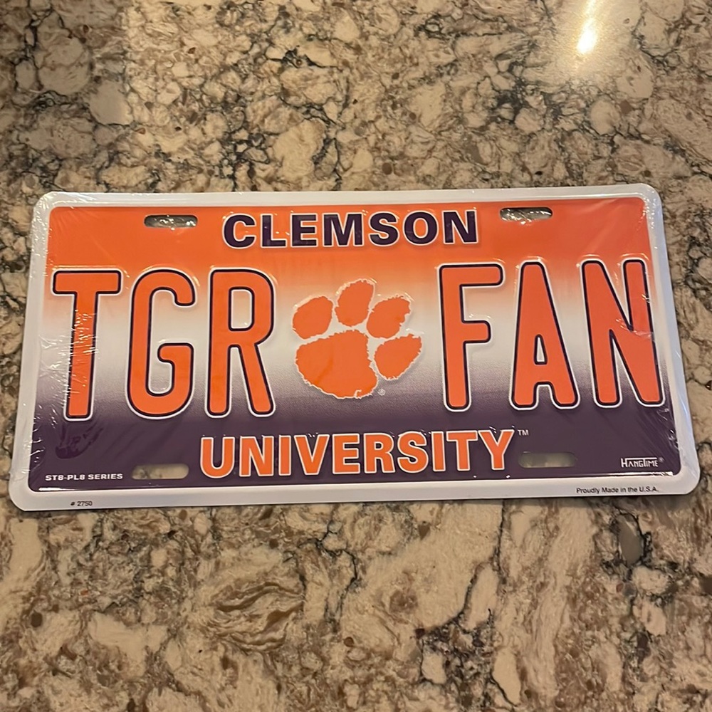 Clemson Tigers license plate NWT